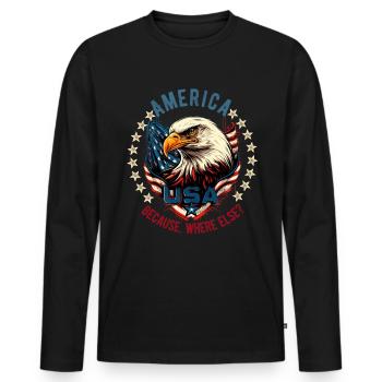 American Patriotic USA Design - Men's Premium Organic Long Sleeve Shirt - black - Front - Nico (187cm)