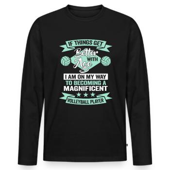 Beachvolleyball Geburtstag Trainer Volleyball Team - Männer Premium Bio Langarmshirt - Schwarz - Vorne - Nico (187cm)