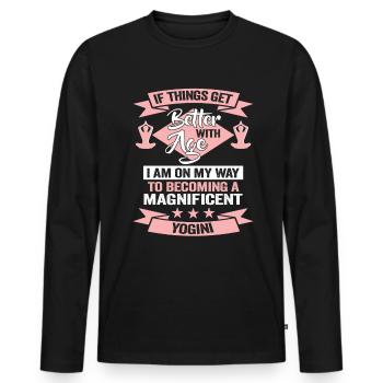 Yoga Chakra Meditation - lustiges Zen und Yoga - Männer Premium Bio Langarmshirt - Schwarz - Vorne - Nico (187cm)