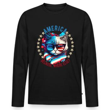 American Patriotic USA Design - Men's Premium Organic Long Sleeve Shirt - black - Front - Nico (187cm)