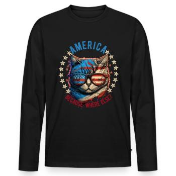American Patriotic USA Design - Men's Premium Organic Long Sleeve Shirt - black - Front - Nico (187cm)
