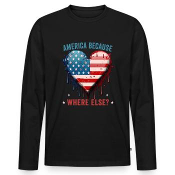 American Patriotic USA Design - Men's Premium Organic Long Sleeve Shirt - black - Front - Nico (187cm)