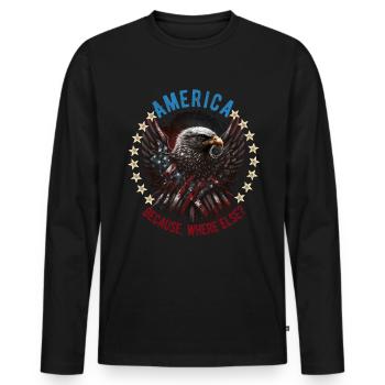American Patriotic USA Design - Men's Premium Organic Long Sleeve Shirt - black - Front - Nico (187cm)