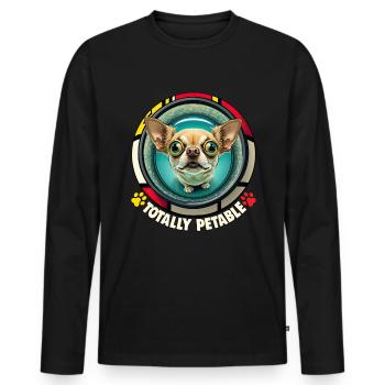 Dog Cartoon Chihuahua Design pour les amoureux des chiens - T-shirt manches longues Premium bio Homme - noir - Devant - Nico (187cm)