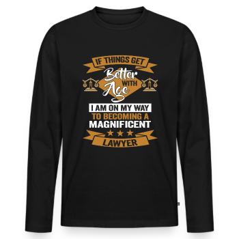 Avocat Anniversaire Juge - T-shirt manches longues Premium bio Homme - noir - Devant - Nico (187cm)