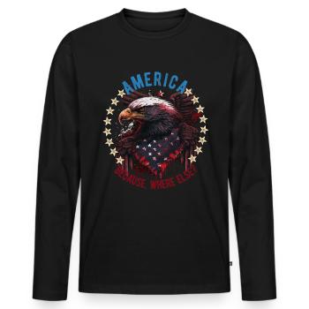 American Patriotic USA Design - Men's Premium Organic Long Sleeve Shirt - black - Front - Nico (187cm)