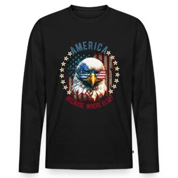 American Patriotic USA Design - Men's Premium Organic Long Sleeve Shirt - black - Front - Nico (187cm)