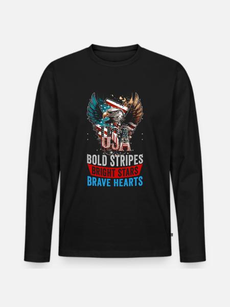 American Patriotic USA Design - Men's Premium Organic Long Sleeve Shirt - black