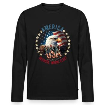 American Patriotic USA Design - Men's Premium Organic Long Sleeve Shirt - black - Front - Nico (187cm)