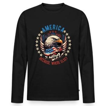 American Patriotic USA Design - Men's Premium Organic Long Sleeve Shirt - black - Front - Nico (187cm)