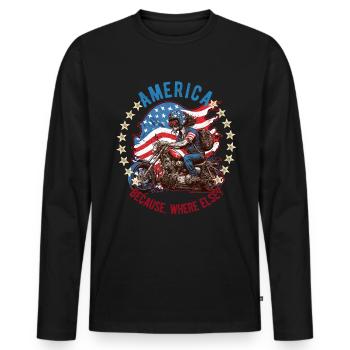 American Patriotic USA Design - Men's Premium Organic Long Sleeve Shirt - black - Front - Nico (187cm)