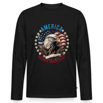 American Patriotic USA Design - Men's Premium Organic Long Sleeve Shirt - black - Front - Nico (187cm)