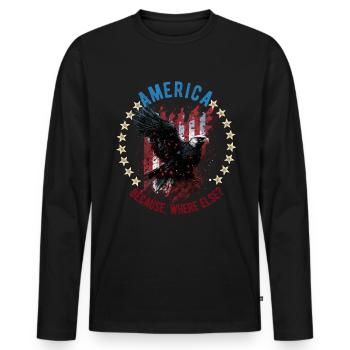 American Patriotic USA Design - Men's Premium Organic Long Sleeve Shirt - black - Front - Nico (187cm)