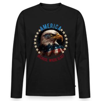 American Patriotic USA Design - Men's Premium Organic Long Sleeve Shirt - black - Front - Nico (187cm)