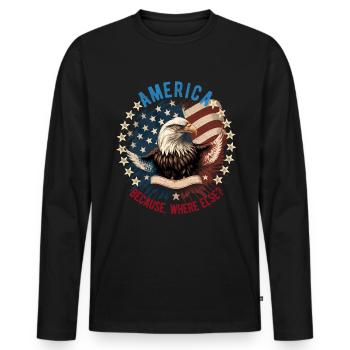 American Patriotic USA Design - Men's Premium Organic Long Sleeve Shirt - black - Front - Nico (187cm)