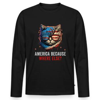 American Patriotic USA Design - Men's Premium Organic Long Sleeve Shirt - black - Front - Nico (187cm)