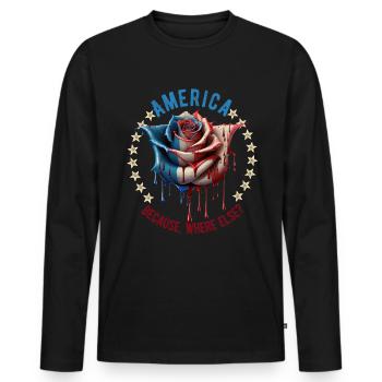 American Patriotic USA Design - Men's Premium Organic Long Sleeve Shirt - black - Front - Nico (187cm)