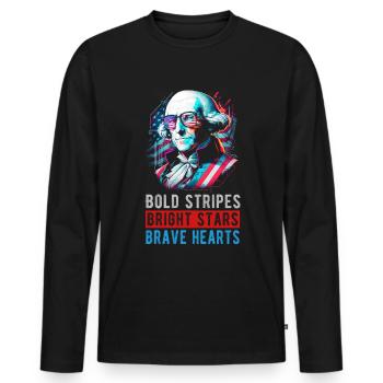 American Patriotic USA Design - Men's Premium Organic Long Sleeve Shirt - black - Front - Nico (187cm)