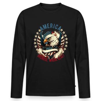 American Patriotic USA Design - Men's Premium Organic Long Sleeve Shirt - black - Front - Nico (187cm)