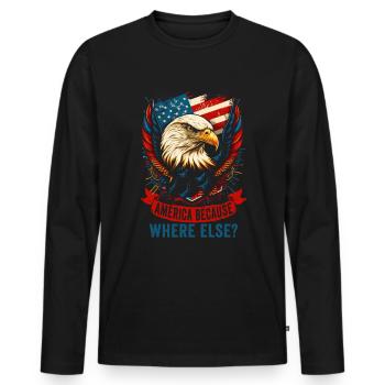 American Patriotic USA Design - Men's Premium Organic Long Sleeve Shirt - black - Front - Nico (187cm)