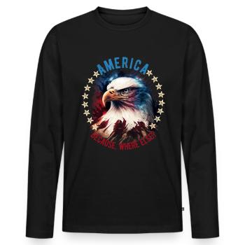American Patriotic USA Design - Men's Premium Organic Long Sleeve Shirt - black - Front - Nico (187cm)