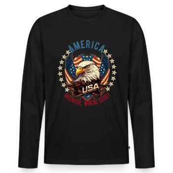 American Patriotic USA Design - Men's Premium Organic Long Sleeve Shirt - black - Front - Nico (187cm)