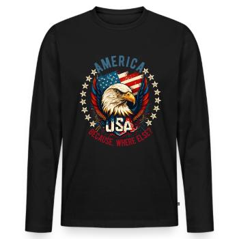 American Patriotic USA Design - Men's Premium Organic Long Sleeve Shirt - black - Front - Nico (187cm)