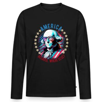 American Patriotic USA Design - Men's Premium Organic Long Sleeve Shirt - black - Front - Nico (187cm)
