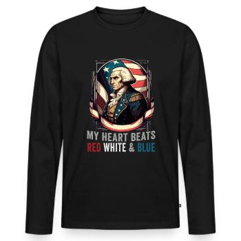 American Patriotic USA Design - Men's Premium Organic Long Sleeve Shirt - black - Front - Nico (187cm)