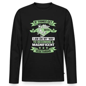Anniversaire végétarien Militant végétalien des droits des animaux - T-shirt manches longues Premium bio Homme - noir - Devant - Nico (187cm)