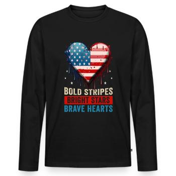 American Patriotic USA Design - Men's Premium Organic Long Sleeve Shirt - black - Front - Nico (187cm)