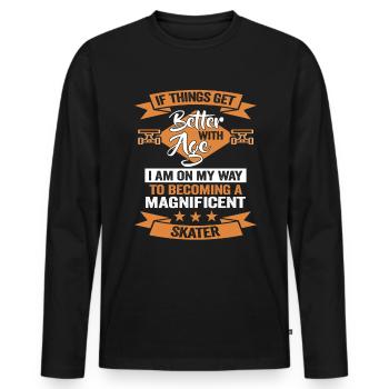 Skateboard Driver Skater Dress Longboard Rider - T-shirt manches longues Premium bio Homme - noir - Devant - Nico (187cm)