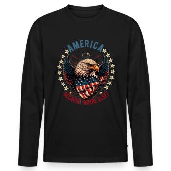 American Patriotic USA Design - Men's Premium Organic Long Sleeve Shirt - black - Front - Nico (187cm)