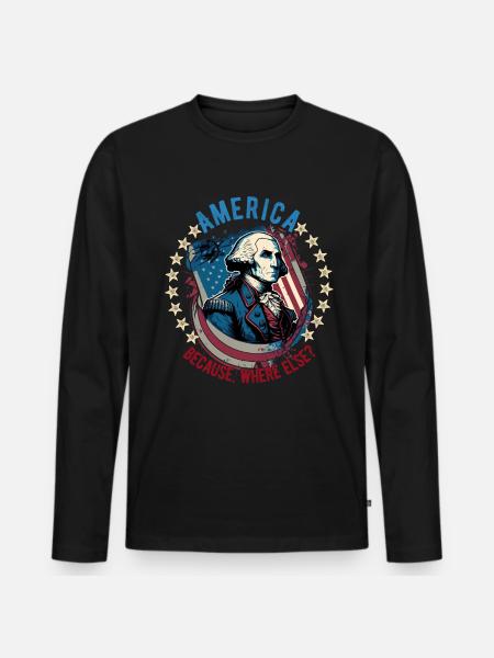 American Patriotic USA Design - Men's Premium Organic Long Sleeve Shirt - black
