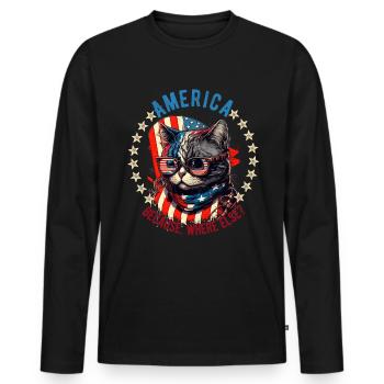 American Patriotic USA Design - Men's Premium Organic Long Sleeve Shirt - black - Front - Nico (187cm)