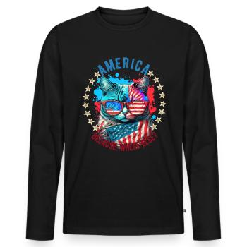 American Patriotic USA Design - Men's Premium Organic Long Sleeve Shirt - black - Front - Nico (187cm)
