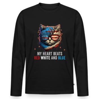 American Patriotic USA Design - Men's Premium Organic Long Sleeve Shirt - black - Front - Nico (187cm)