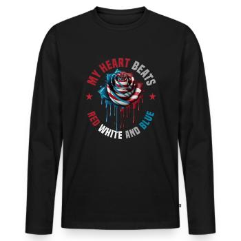 Amerikanisch Patriotisch USA Design - Männer Premium Bio Langarmshirt - Schwarz - Vorne - Nico (187cm)