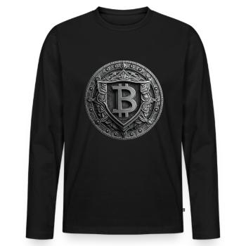Bitcoin Design für BTC Fans - Männer Premium Bio Langarmshirt - Schwarz - Vorne - Nico (187cm)