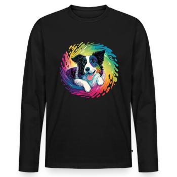 Dog Saying Border Collie Design - Men's Premium Organic Long Sleeve Shirt - black - Front - Nico (187cm)