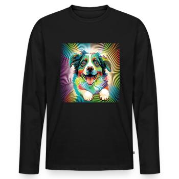 Chiens Berger australien amoureux des chiens Aussie - T-shirt manches longues Premium bio Homme - noir - Devant - Nico (187cm)