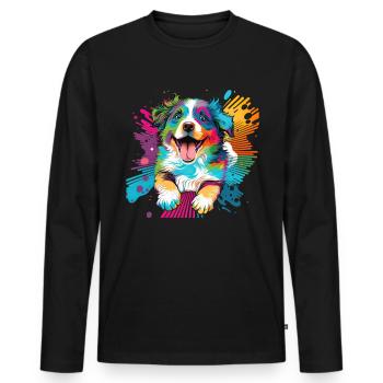 Chiens Berger australien amoureux des chiens Aussie - T-shirt manches longues Premium bio Homme - noir - Devant - Nico (187cm)