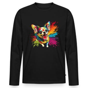 Dog Cartoon Chihuahua Design pour les amoureux des chiens - T-shirt manches longues Premium bio Homme - noir - Devant - Nico (187cm)