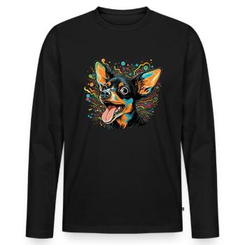 Dog Cartoon Chihuahua Design pour les amoureux des chiens - T-shirt manches longues Premium bio Homme - noir - Devant - Nico (187cm)