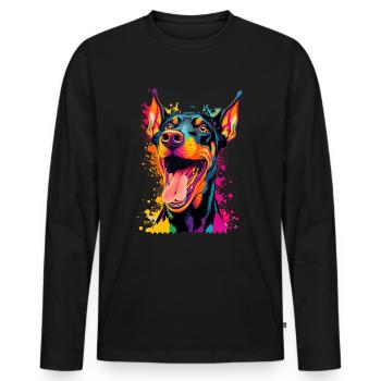 Hunde Spruch Doberman Design für Hundeliebhaber - Männer Premium Bio Langarmshirt - Schwarz - Vorne - Nico (187cm)