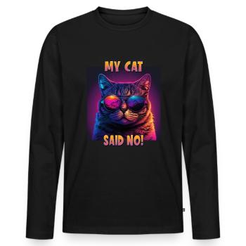 Cat Lovers Design Cat Mama My Cat a dit Non - T-shirt manches longues Premium bio Homme - noir - Devant - Nico (187cm)
