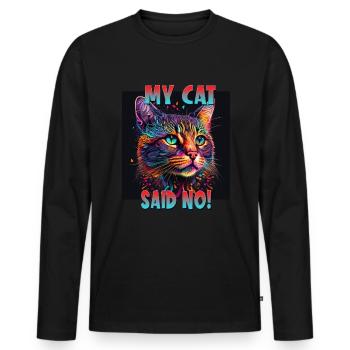 Cat Lovers Design Cat Mama My Cat a dit Non - T-shirt manches longues Premium bio Homme - noir - Devant - Nico (187cm)