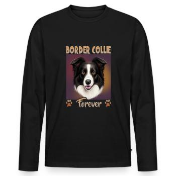 Dog Saying Border Collie Design - Men's Premium Organic Long Sleeve Shirt - black - Front - Nico (187cm)