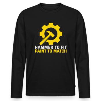 Pour les opérateurs de machines de découpe, les tours CNC et les fraiseuses - T-shirt manches longues Premium bio Homme - noir - Devant - Nico (187cm)