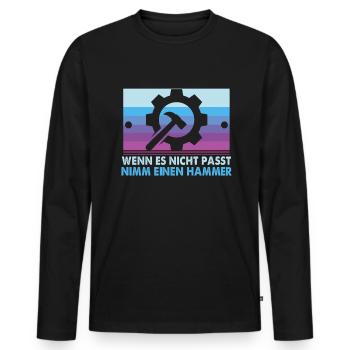 Für Zerspanungsmechaniker CNC Dreher und Fräser - Männer Premium Bio Langarmshirt - Schwarz - Vorne - Nico (187cm)